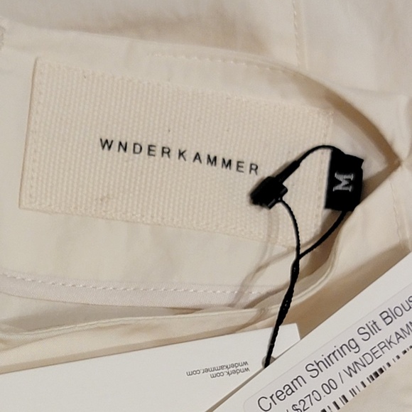 WNDERKAMMER Shirring Slit Blouse Size Medium Cream Korean Designer NWT NEW $270 - Picture 7 of 10